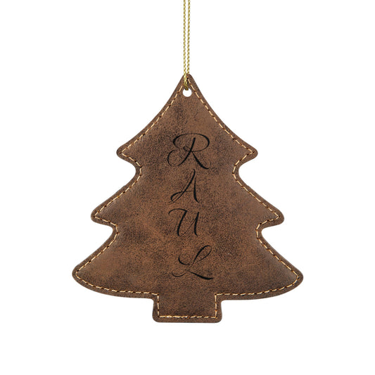 Name Leatherette Ornament, 3 Shapes (Engraving)