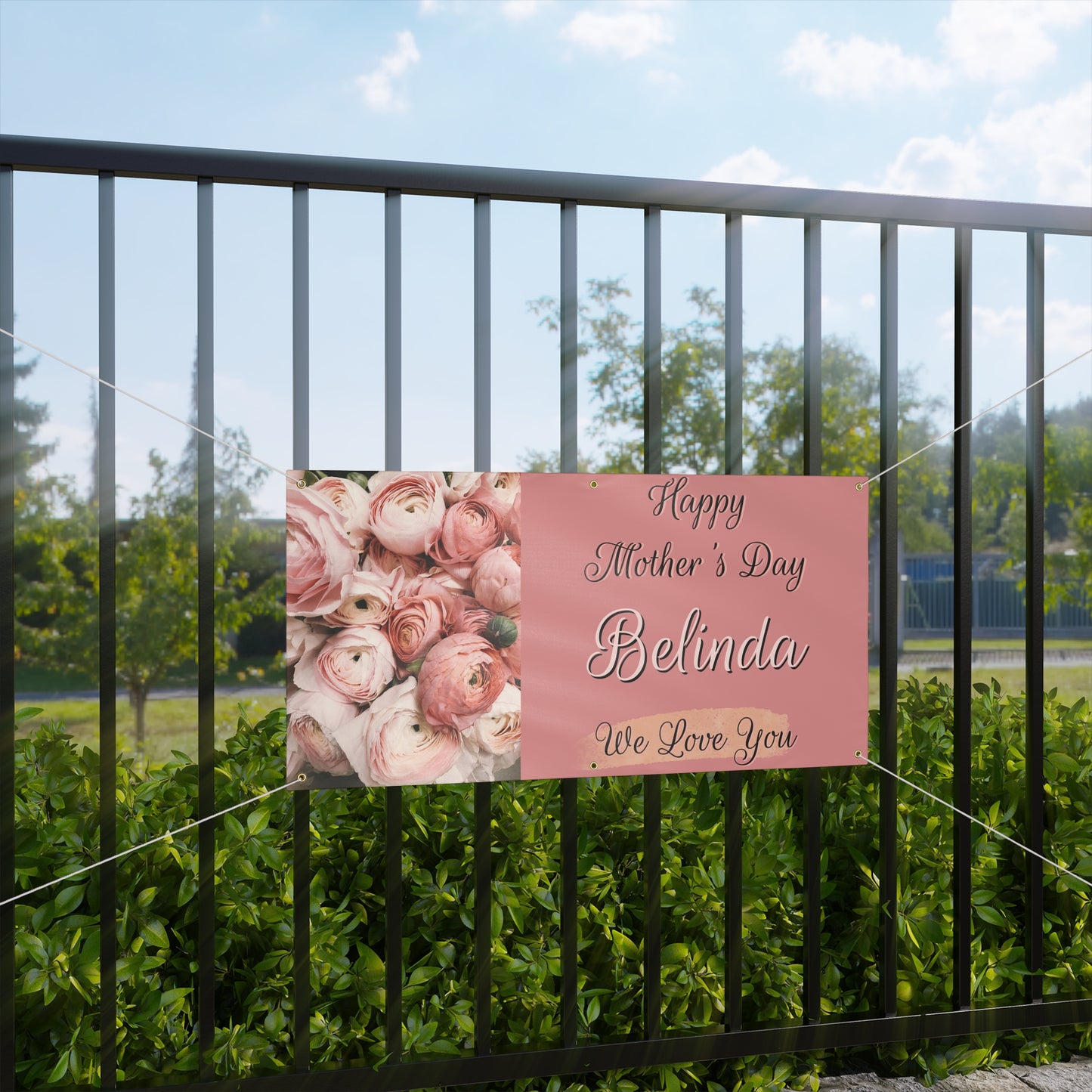 Pink Roses Mother's Day 48x24 horizontal Matte Banner
