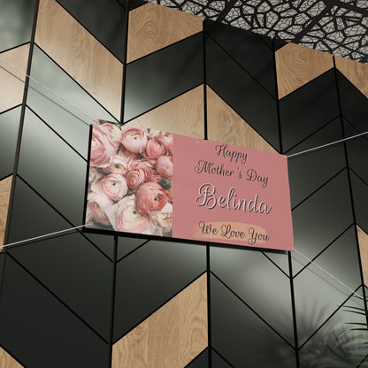 Pink Roses Mother's Day 48x24 horizontal Matte Banner