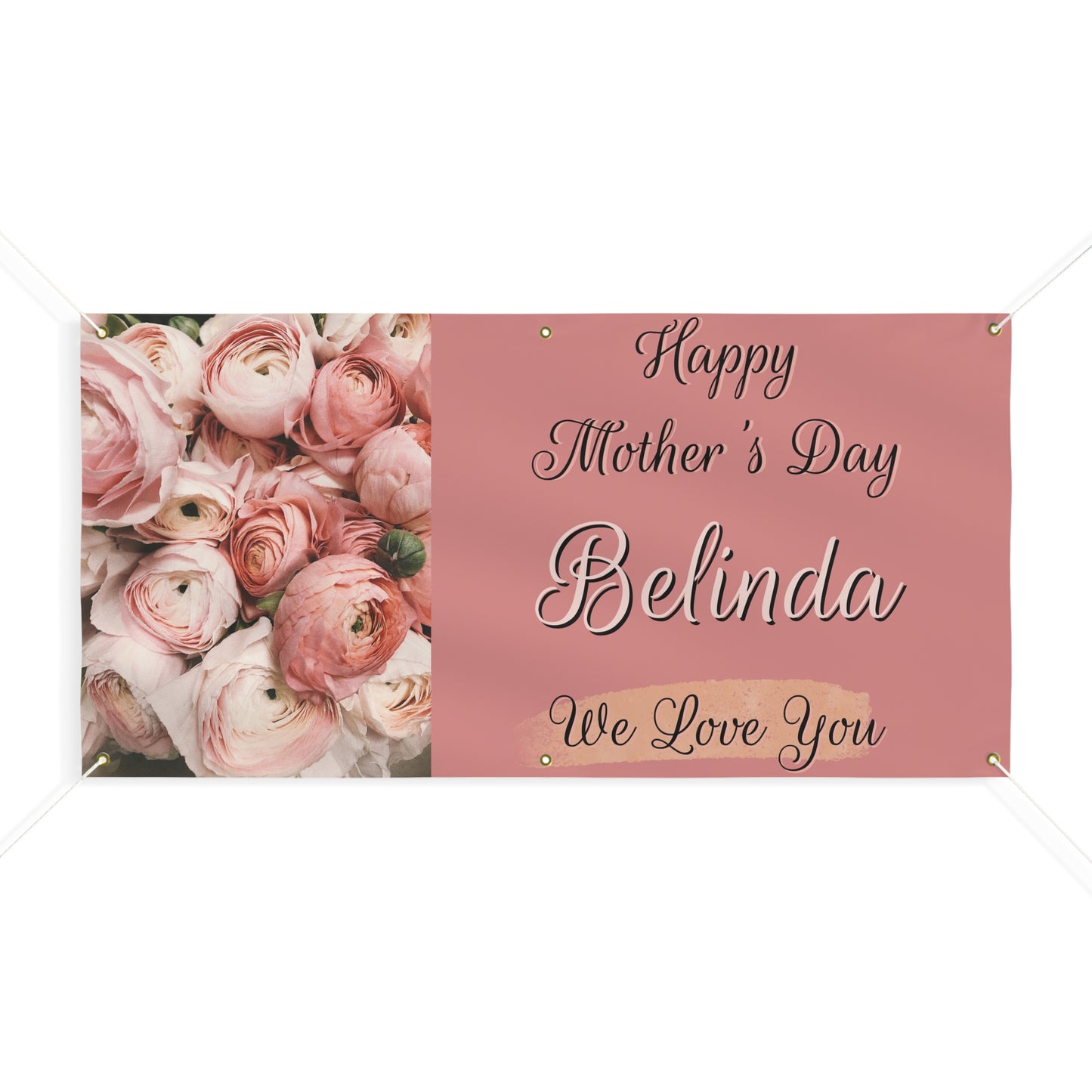 Pink Roses Mother's Day 48x24 horizontal Matte Banner