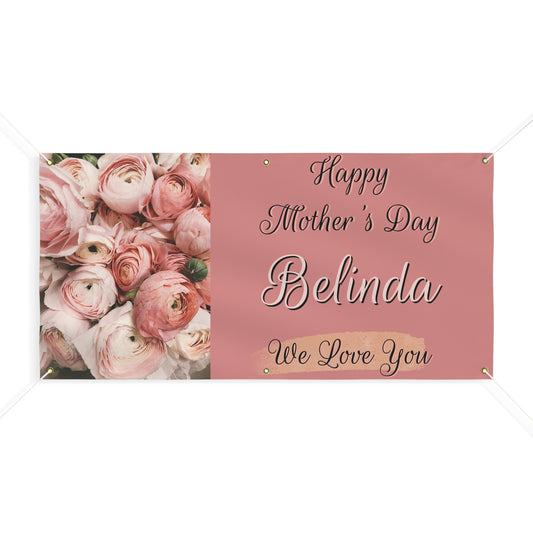 Pink Roses Mother's Day 48x24 horizontal Matte Banner