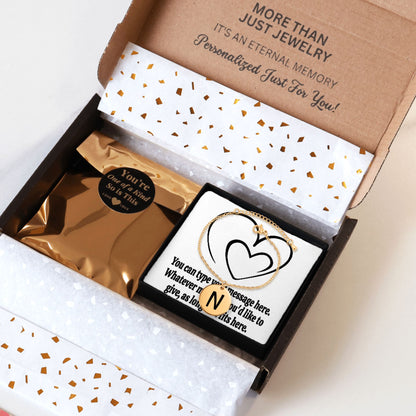 Personalized jewelry box with heart design and customizable message inside.