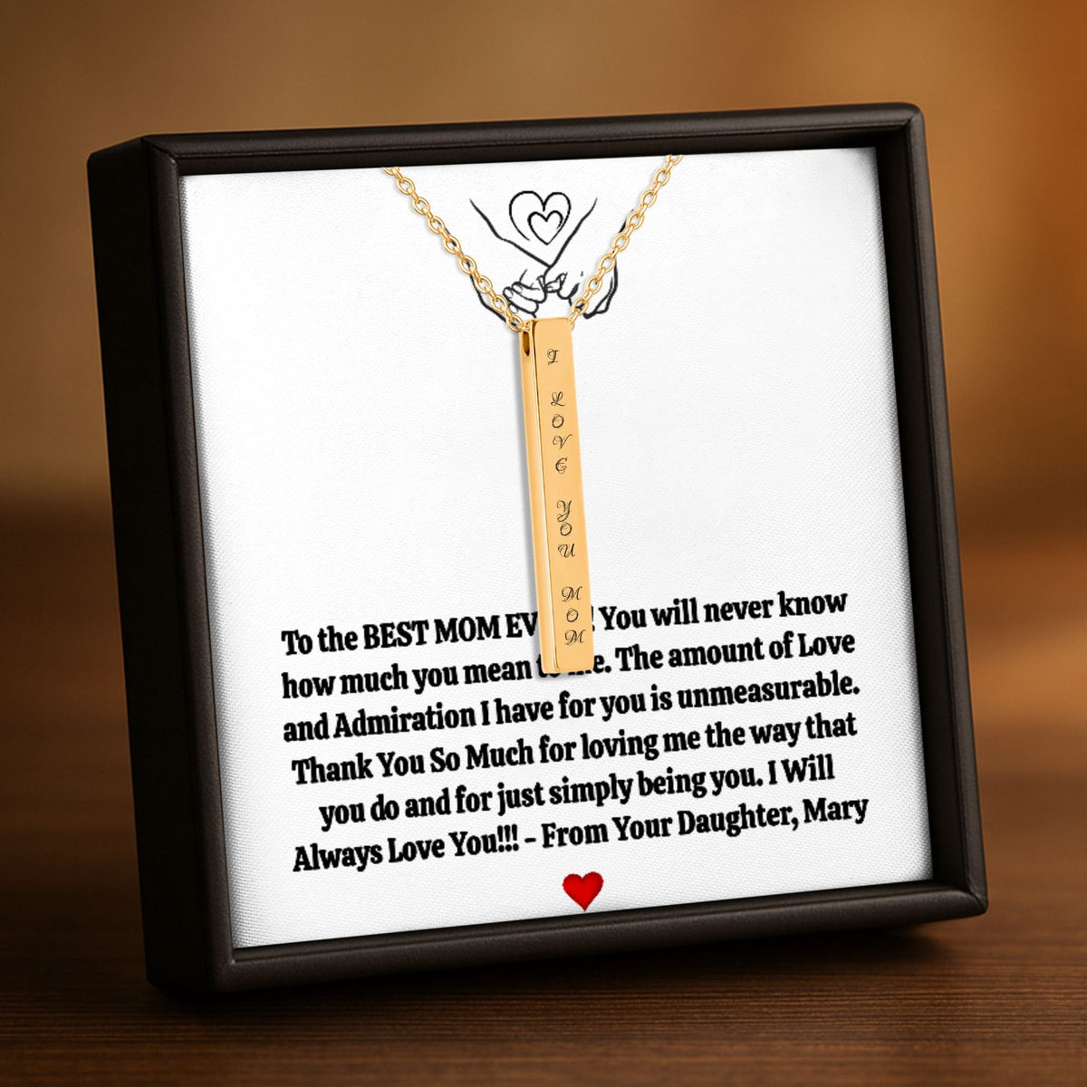 3D Bar Necklace with/without Birthstone