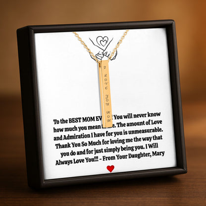 Fine Links 3D Bar Necklace with Birthstone