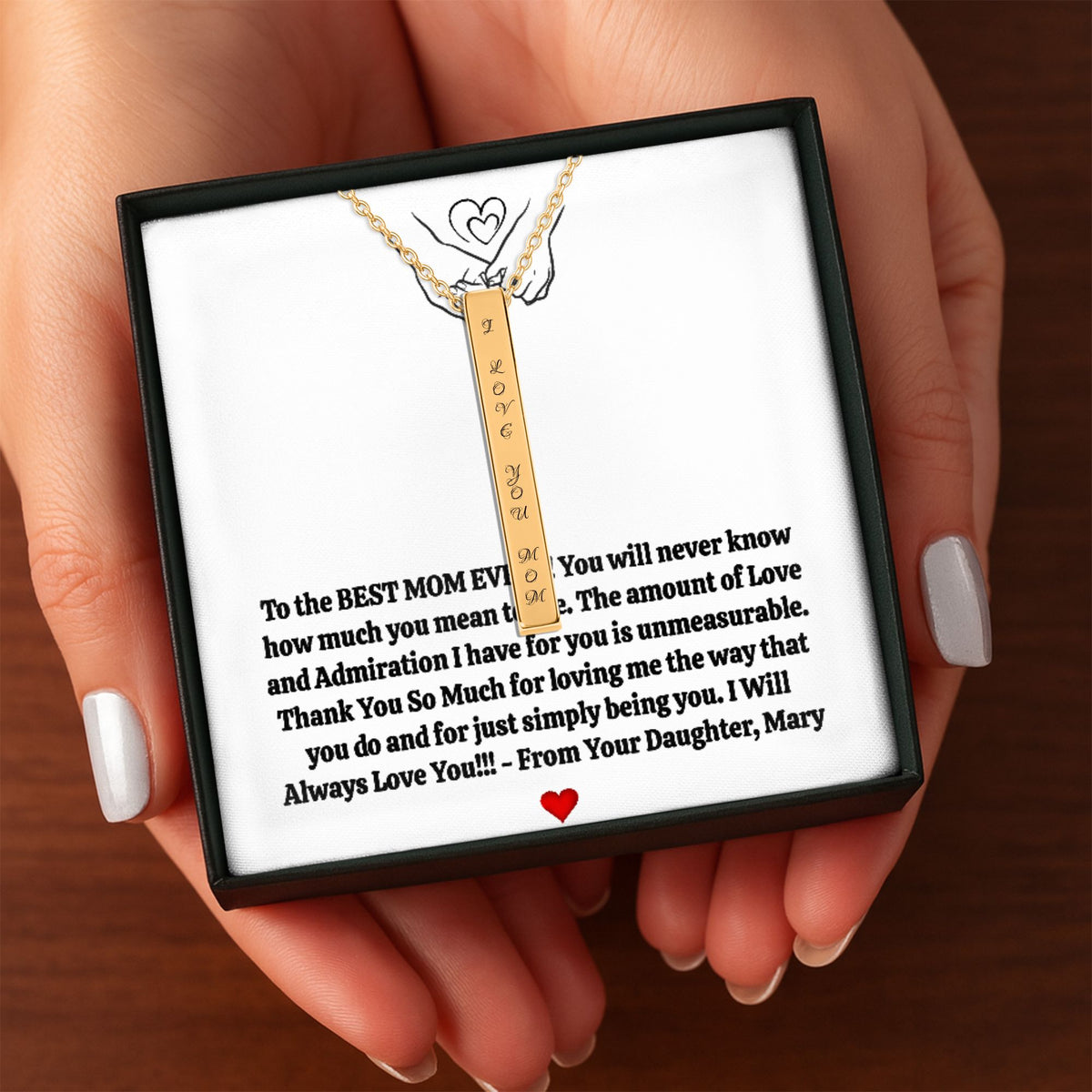 3D Bar Necklace with/without Birthstone