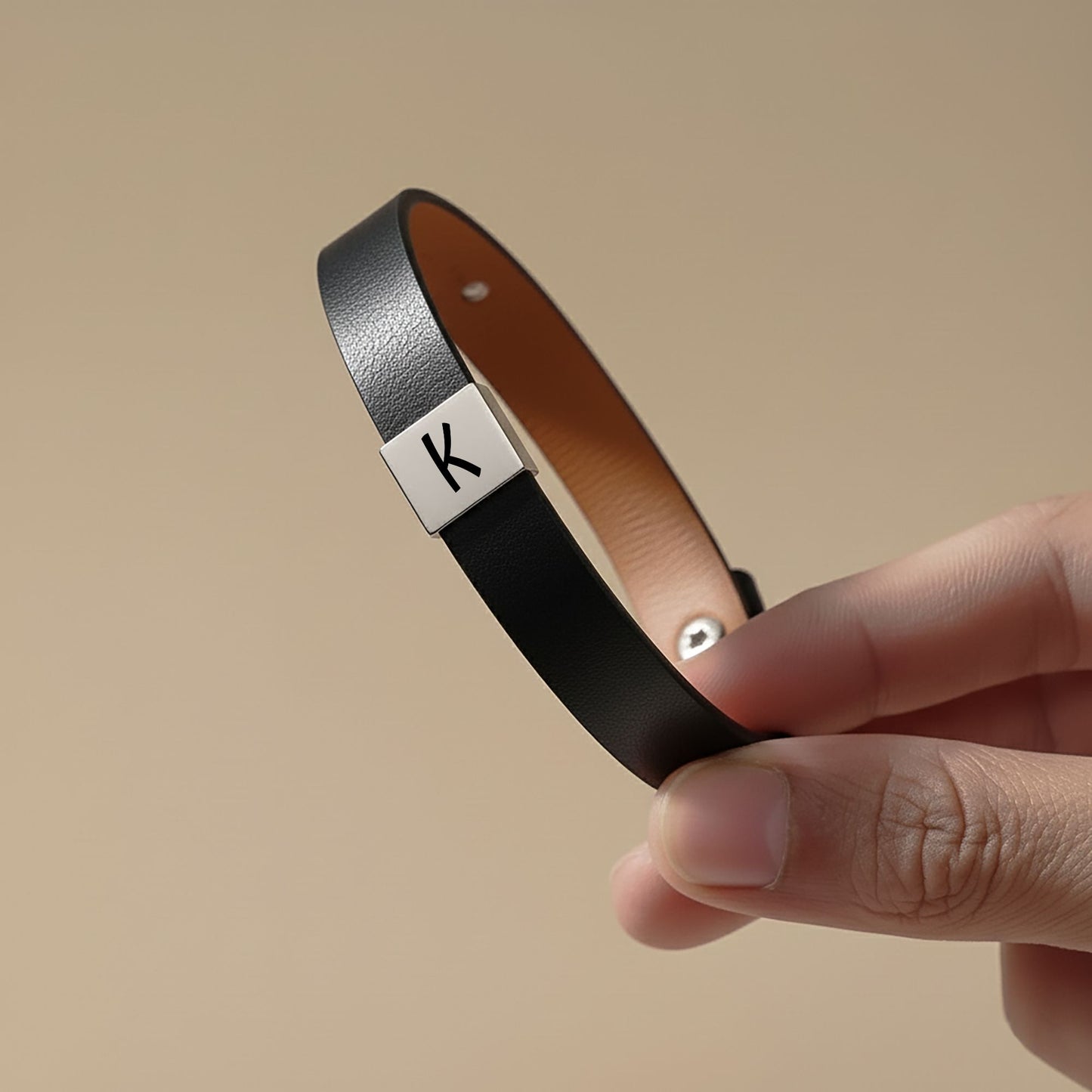 Initial Premium Engraved Men's Leather Bracelet