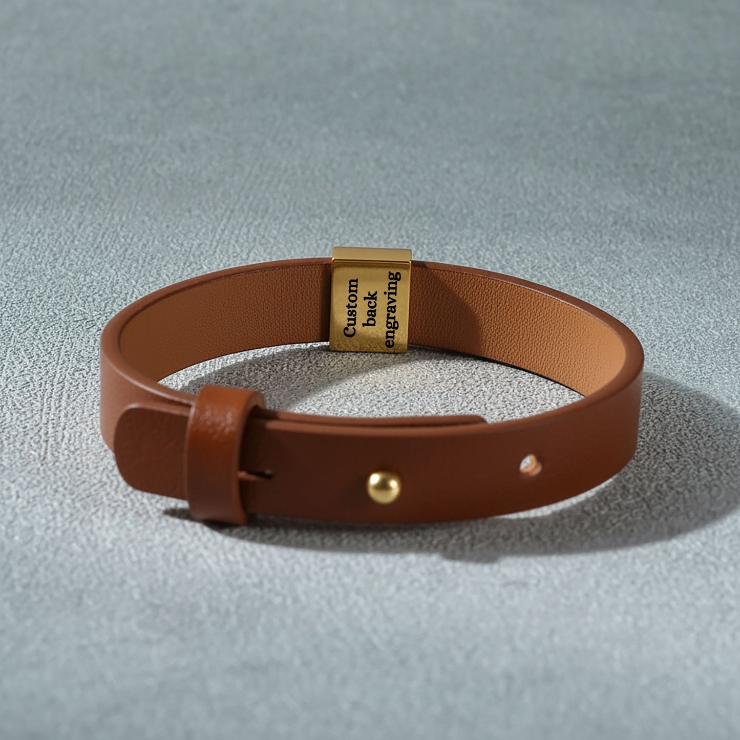 Initial Premium Engraved Men's Leather Bracelet