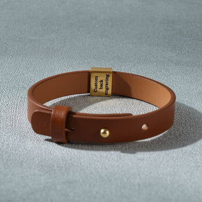 Initial Premium Engraved Men's Leather Bracelet