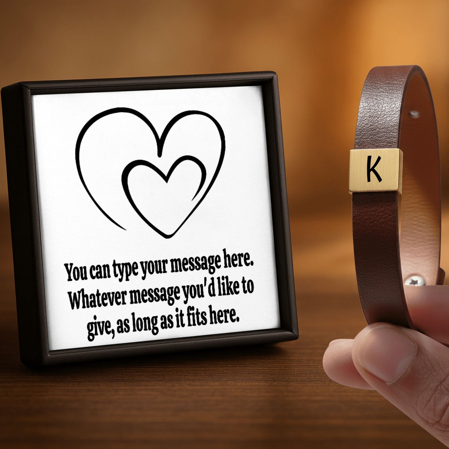 Initial Premium Engraved Men's Leather Bracelet
