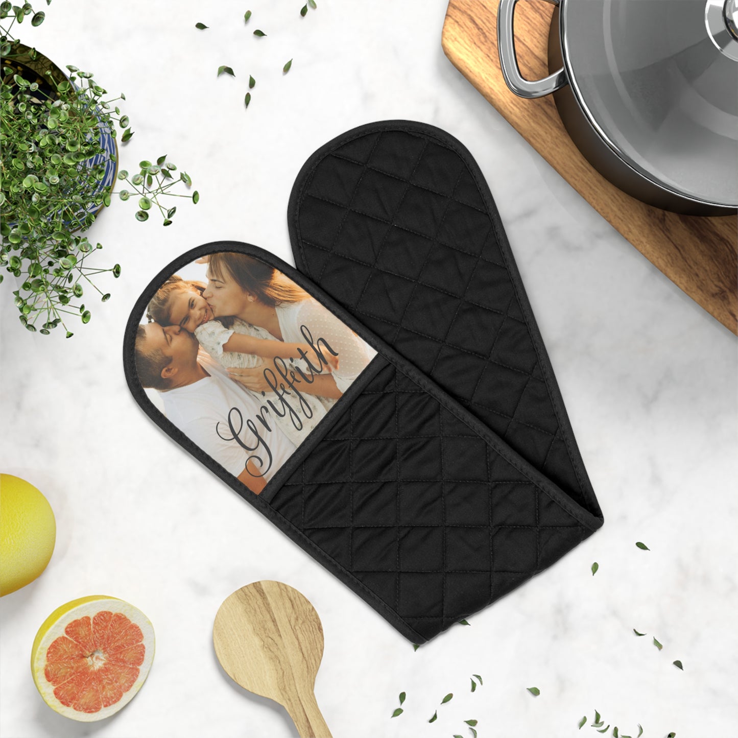 Custom Photo Name Oven Mitts