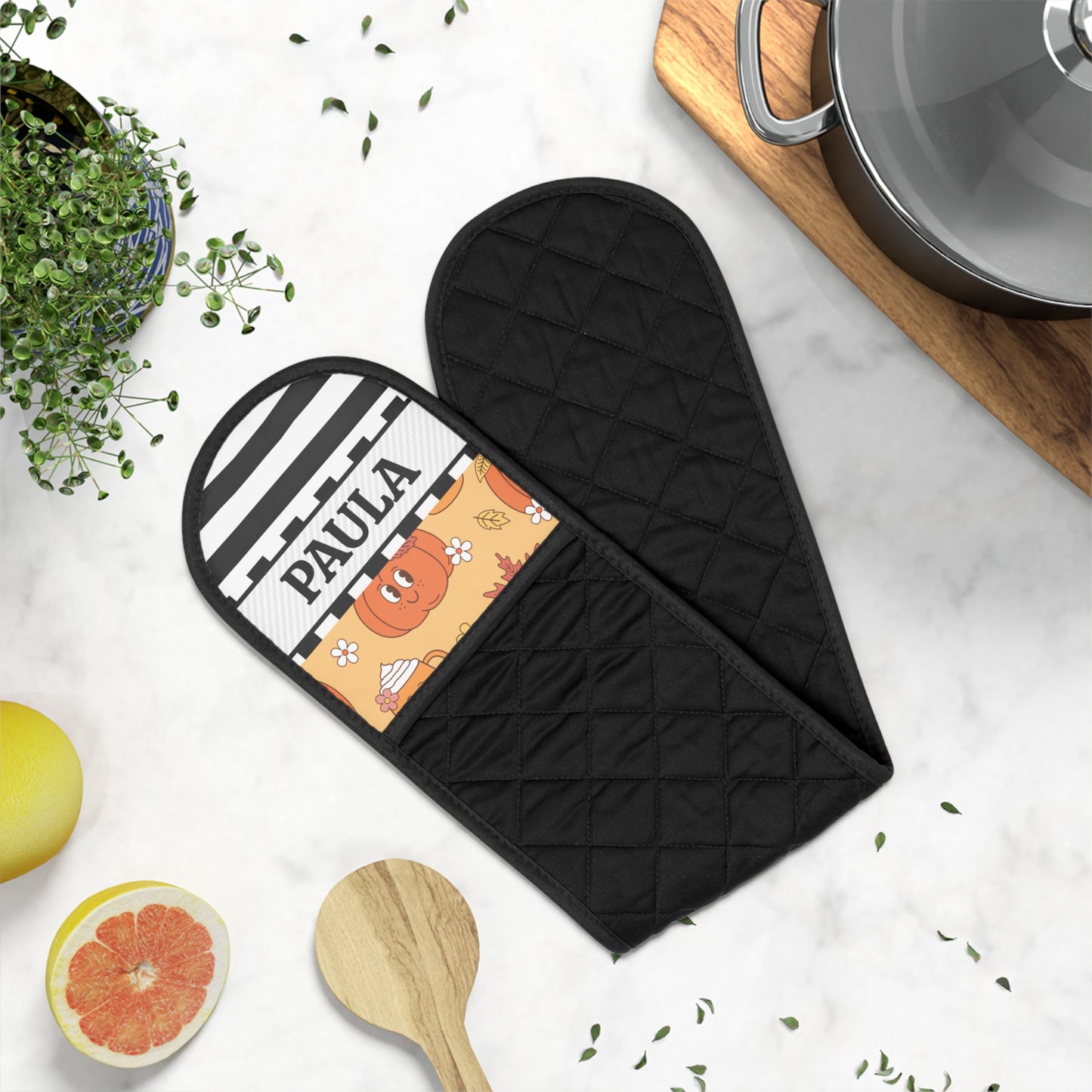 Stripe Fall Name Oven Mitts