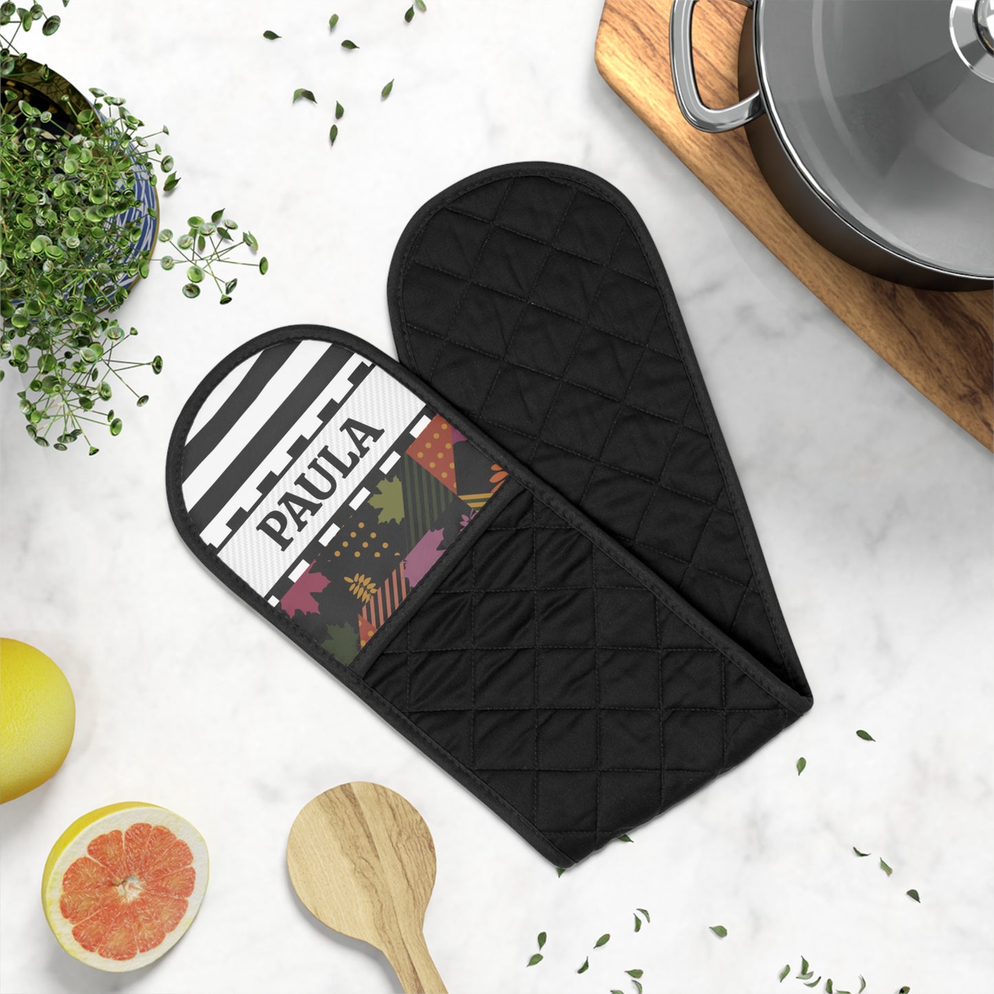 Stripe Fall Name Oven Mitts
