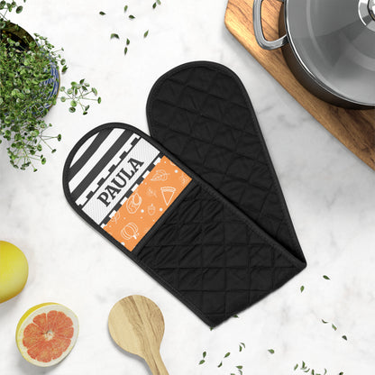 Stripe Fall Name Oven Mitts
