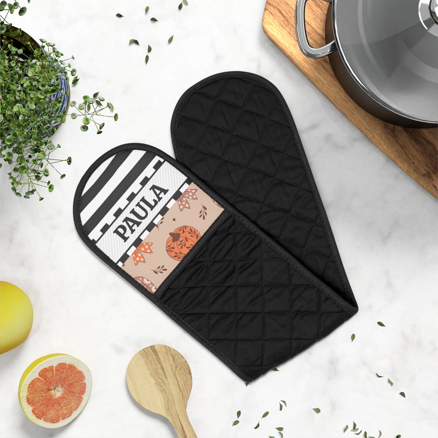 Stripe Fall Name Oven Mitts
