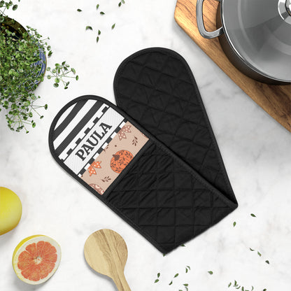 Stripe Fall Name Oven Mitts