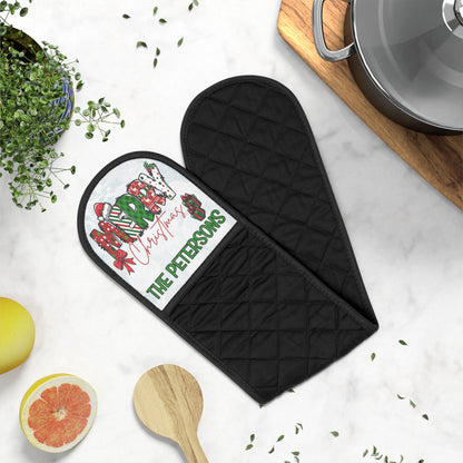 Merry Christmas Name Oven Mitts
