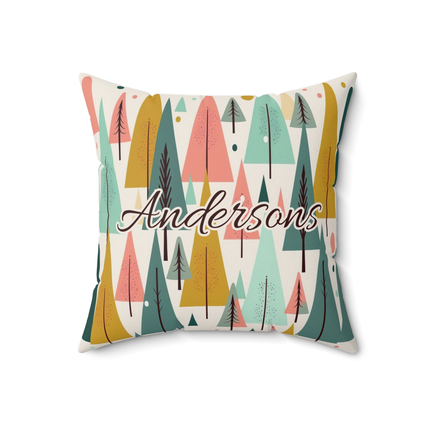 Colored Trees Faux Suede Square Pillowcase