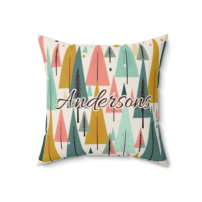 Colored Trees Faux Suede Square Pillowcase