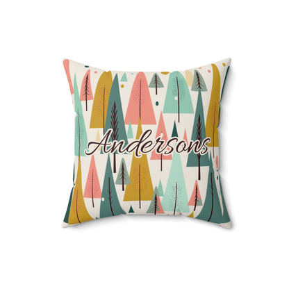 Colored Trees Faux Suede Square Pillowcase