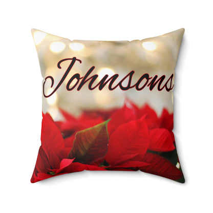 Poinsettias Name Faux Suede Square Pillow/Case