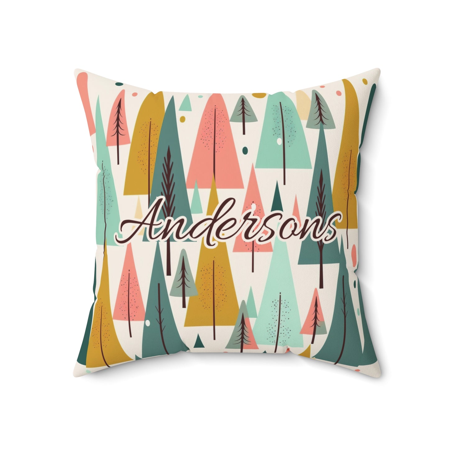 Colored Trees Faux Suede Square Pillowcase