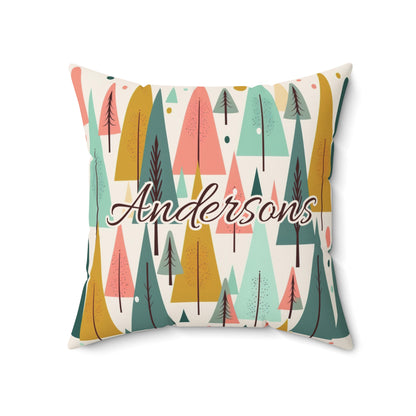 Colored Trees Faux Suede Square Pillowcase