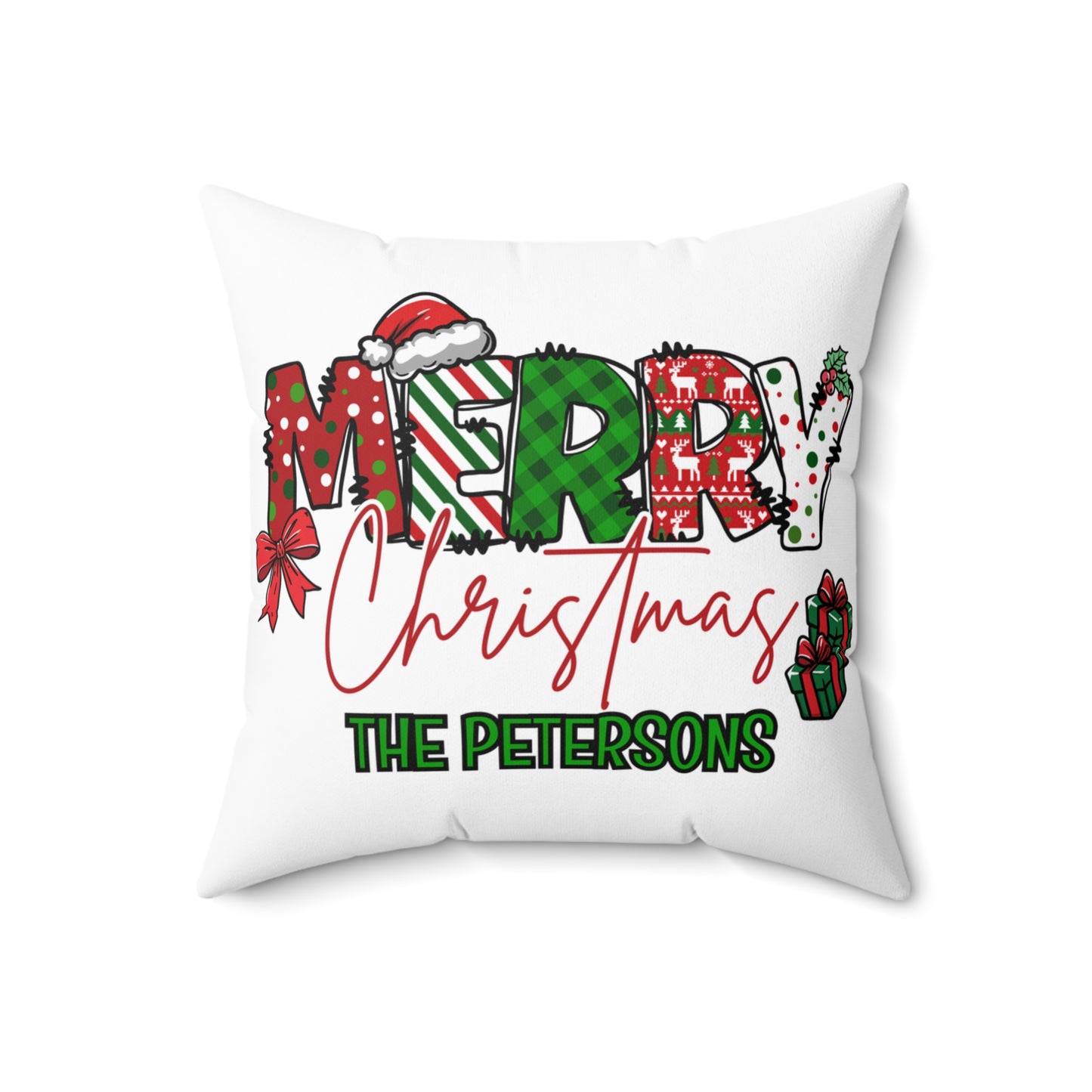 Merry Christmas Name Square Pillow/Case