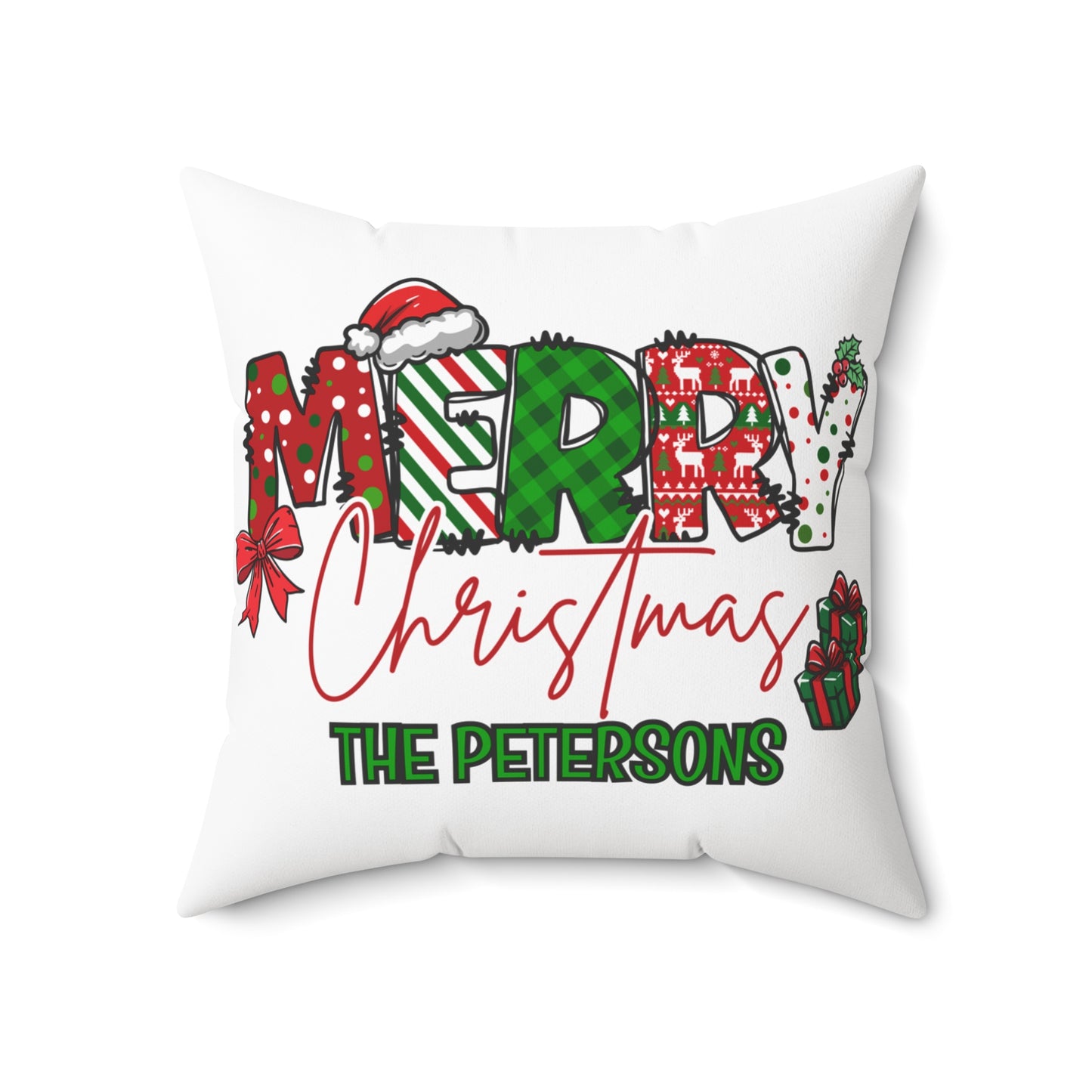 Merry Christmas Name Square Pillow/Case