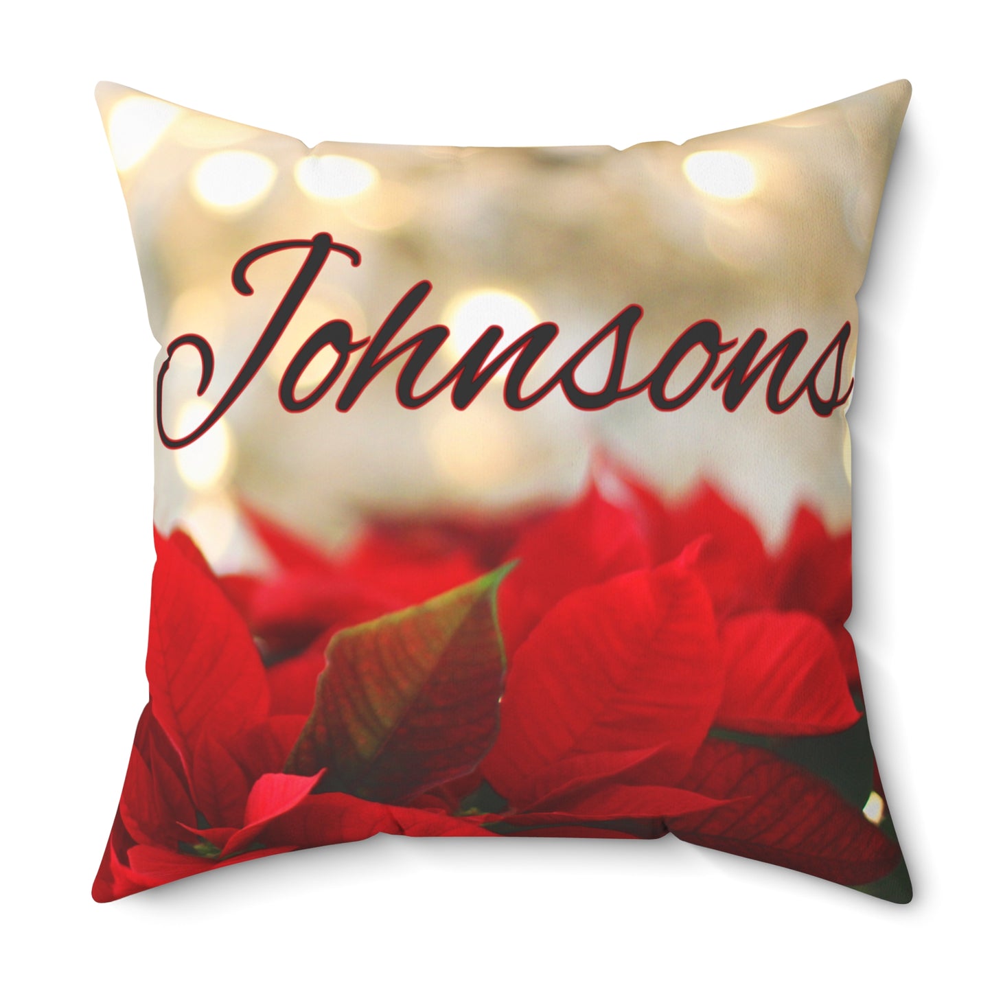 Poinsettias Name Faux Suede Square Pillow/Case