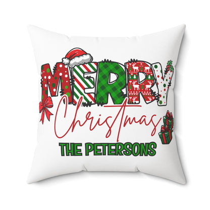 Merry Christmas Name Square Pillow/Case