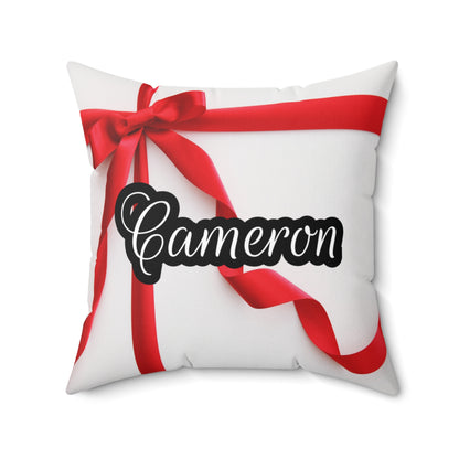 Red Bow Name Square Pillow/Case