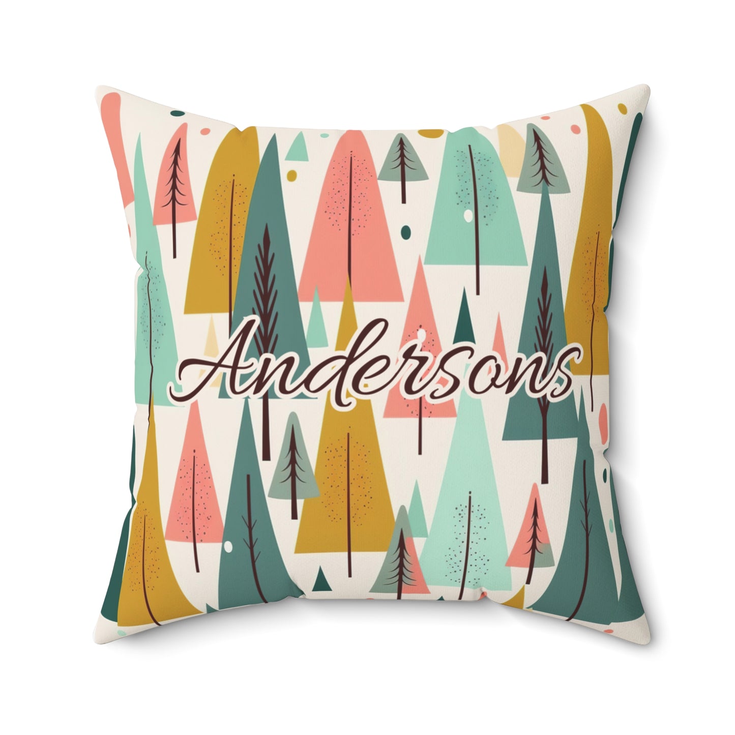 Colored Trees Faux Suede Square Pillowcase