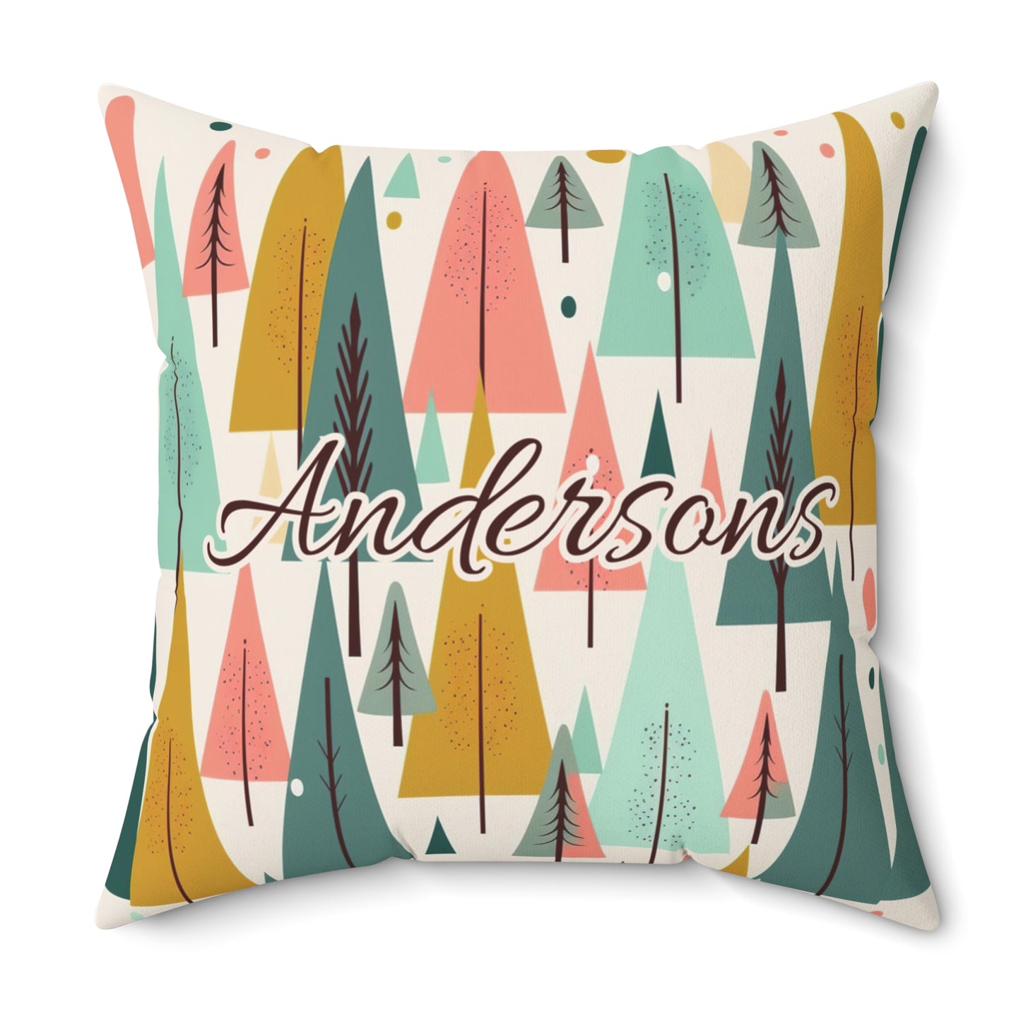 Colored Trees Faux Suede Square Pillowcase