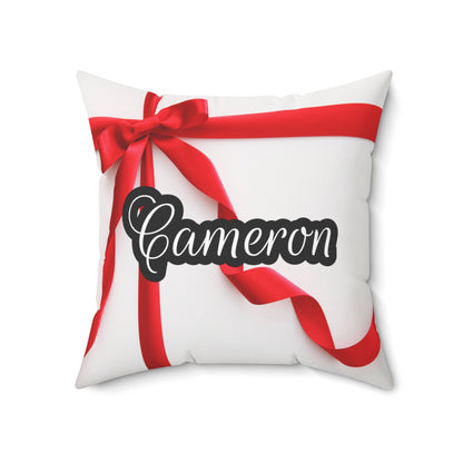 Red Bow Name Square Pillow/Case
