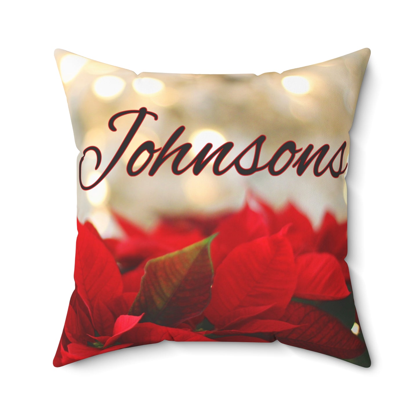 Poinsettias Name Faux Suede Square Pillow/Case