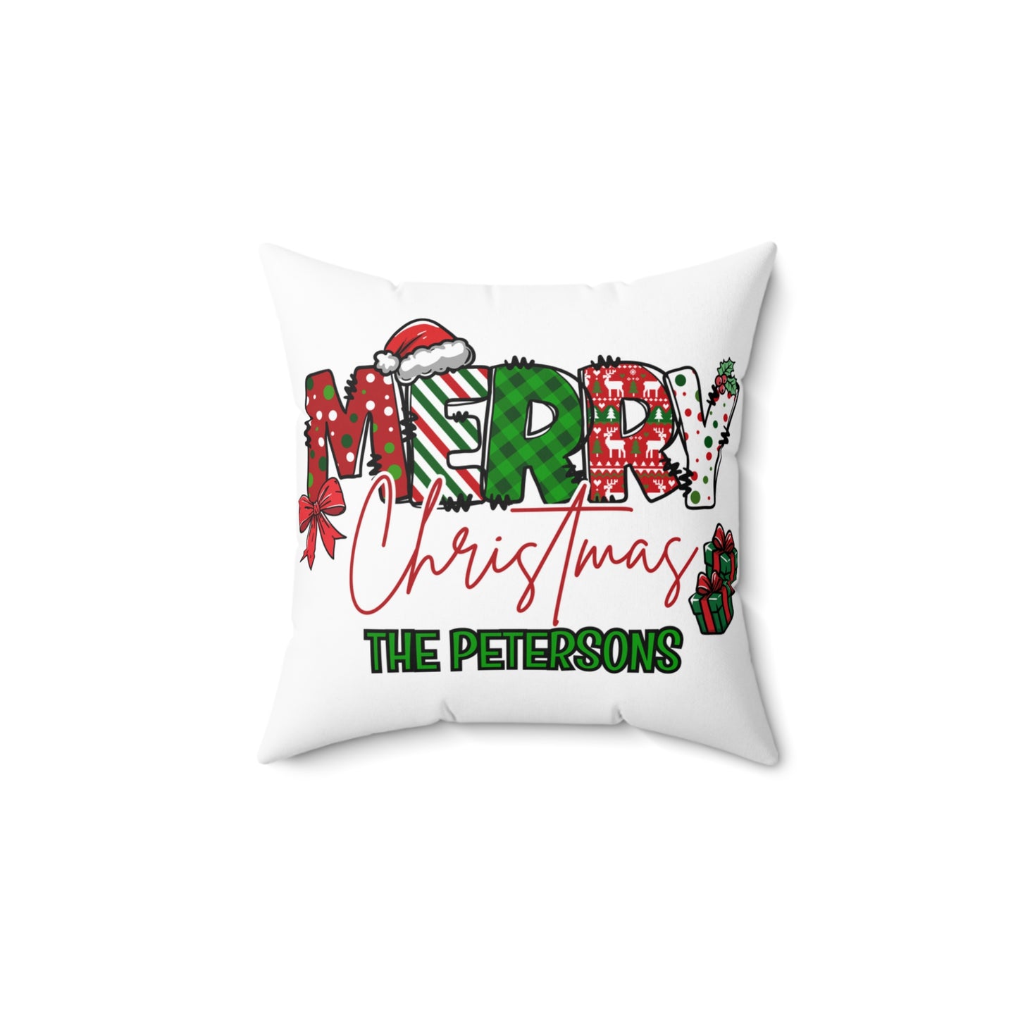 Merry Christmas Name Square Pillow/Case