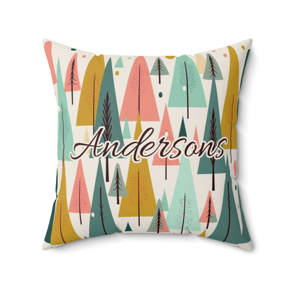 Colored Trees Faux Suede Square Pillowcase