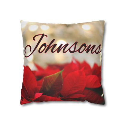Poinsettias Name Faux Suede Square Pillow/Case
