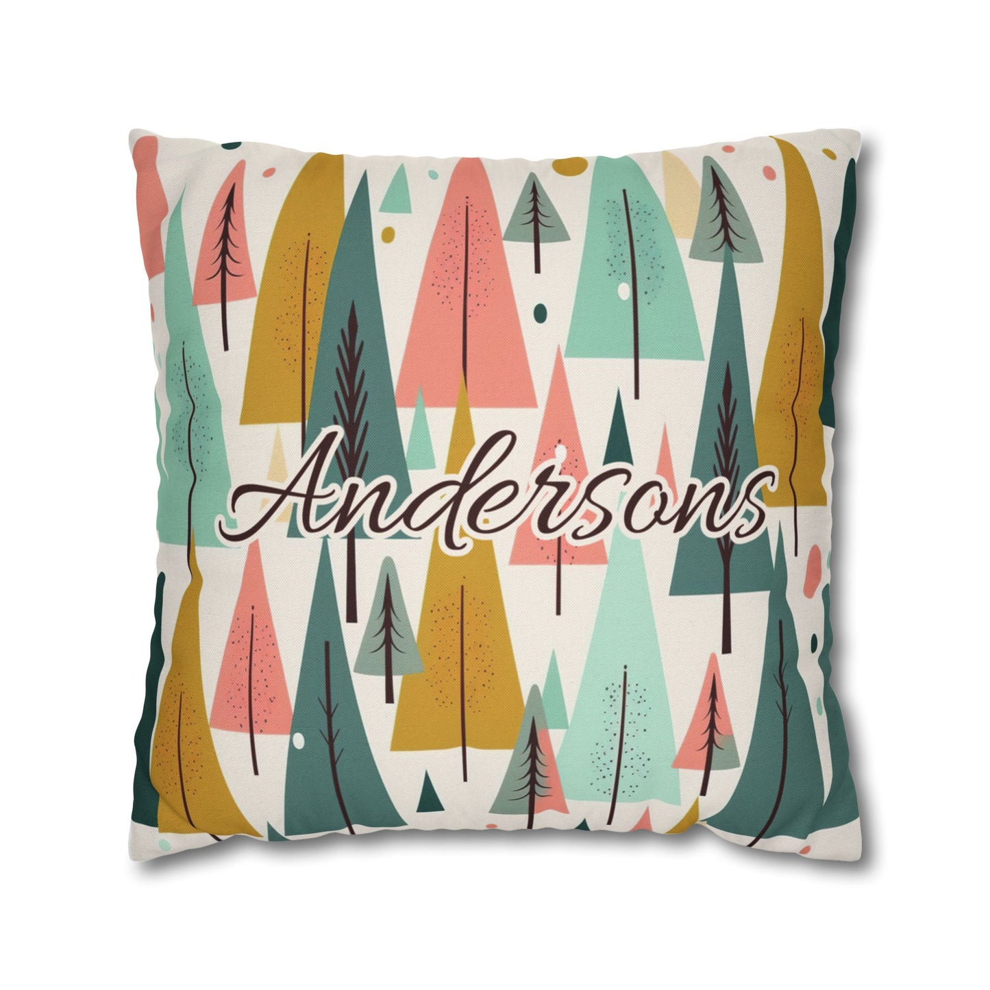 Colored Trees Faux Suede Square Pillowcase