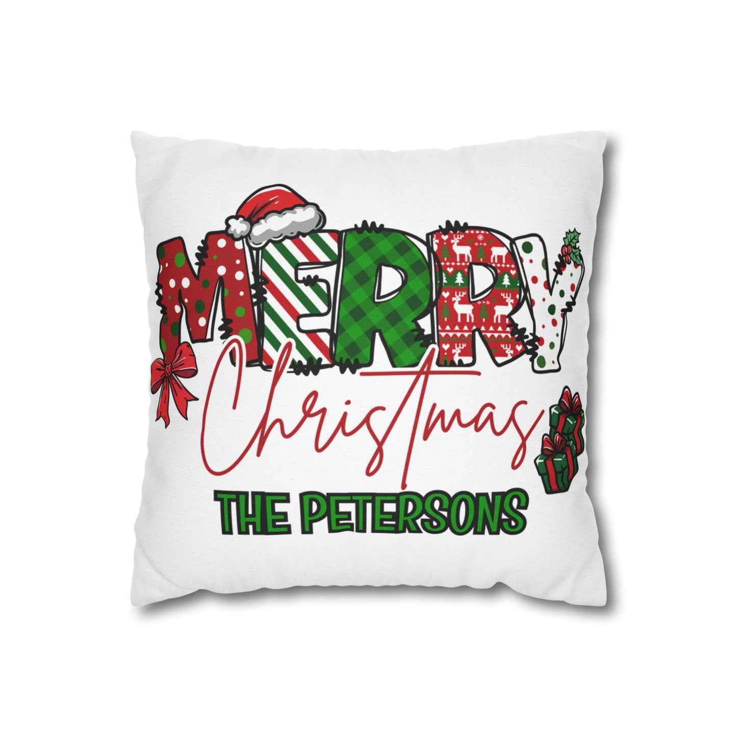 Merry Christmas Name Square Pillow/Case