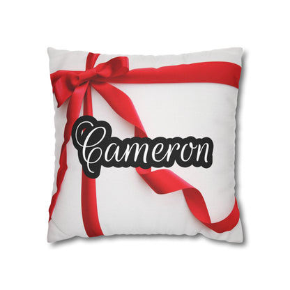 Red Bow Name Square Pillow/Case