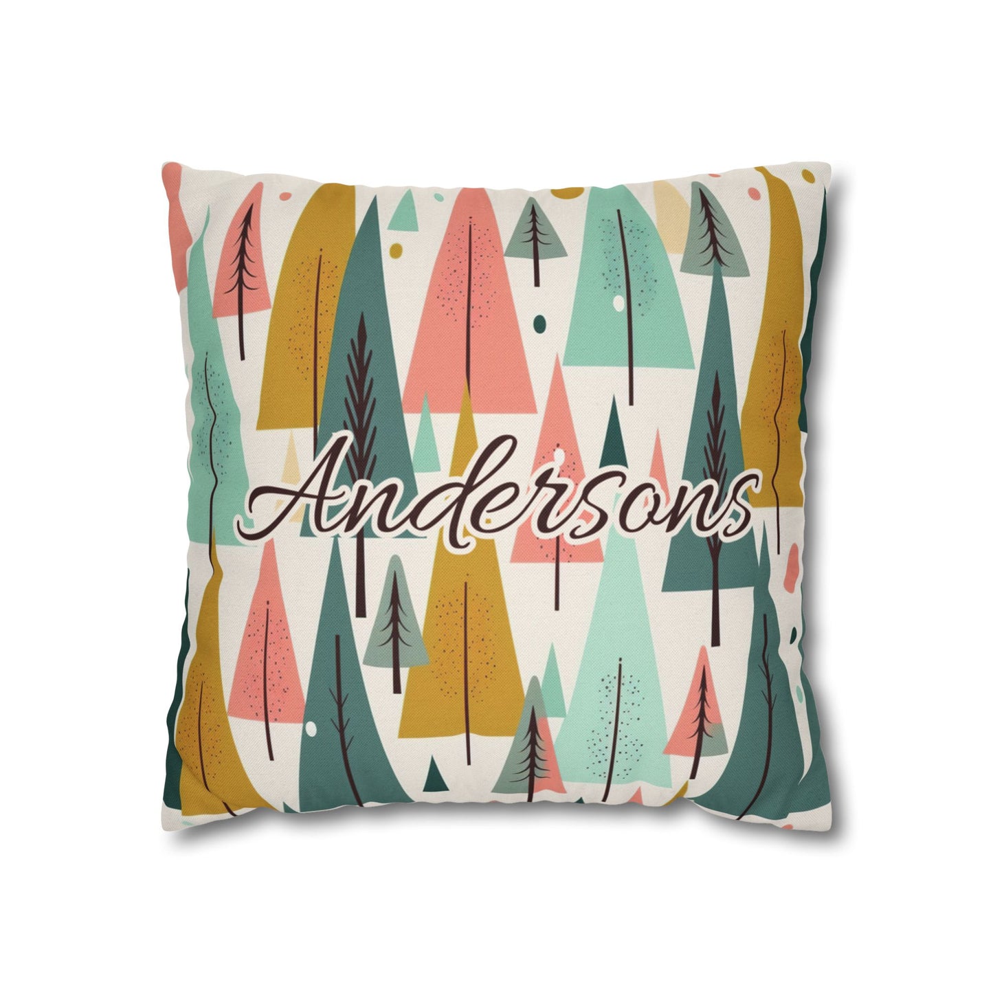 Colored Trees Faux Suede Square Pillowcase