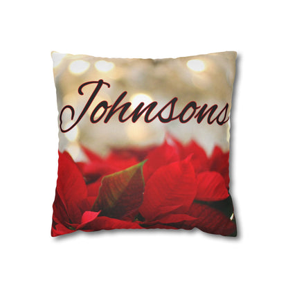 Poinsettias Name Faux Suede Square Pillow/Case