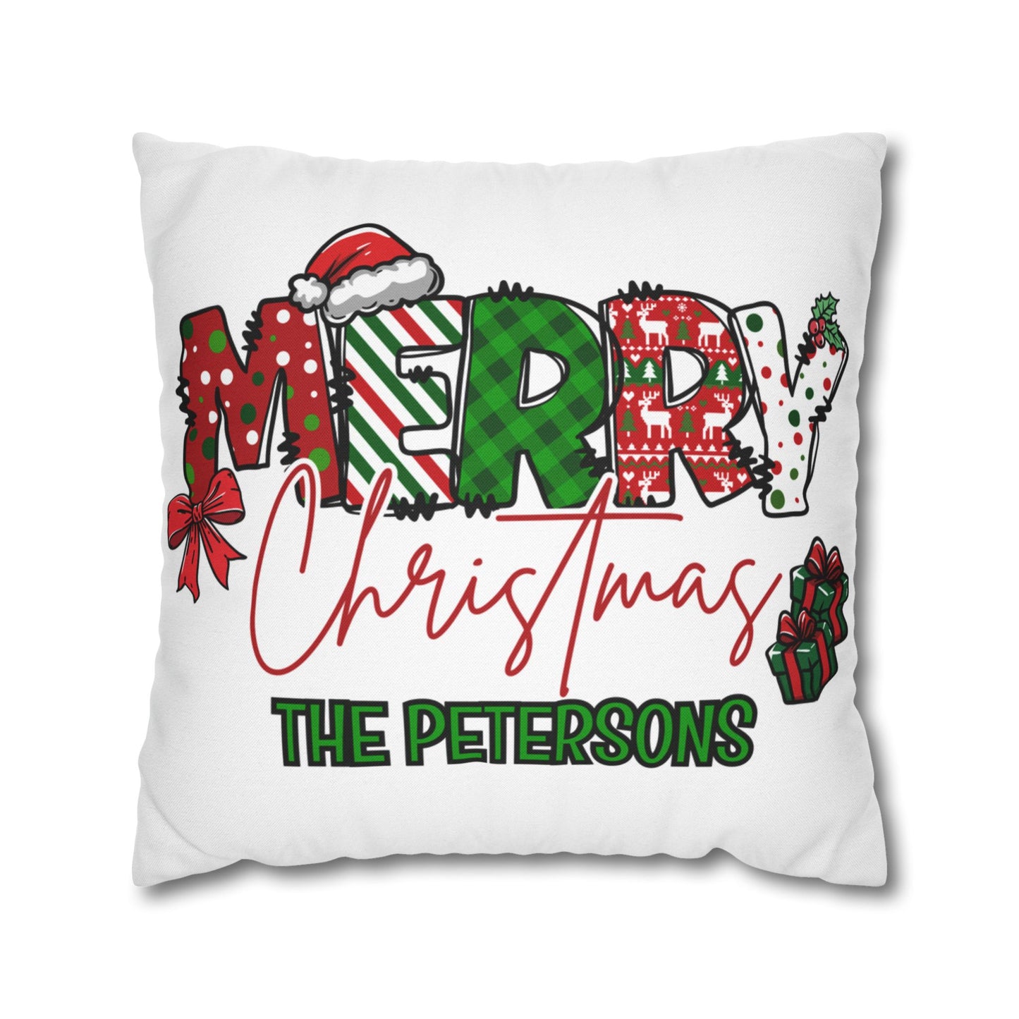 Merry Christmas Name Square Pillow/Case