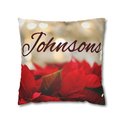 Poinsettias Name Faux Suede Square Pillow/Case