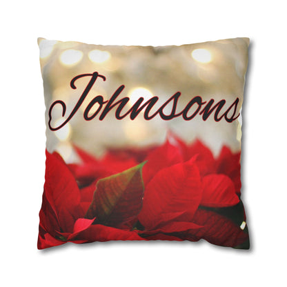 Poinsettias Name Faux Suede Square Pillow/Case