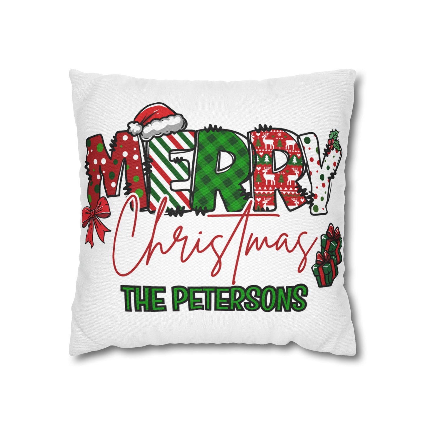 Merry Christmas Name Square Pillow/Case
