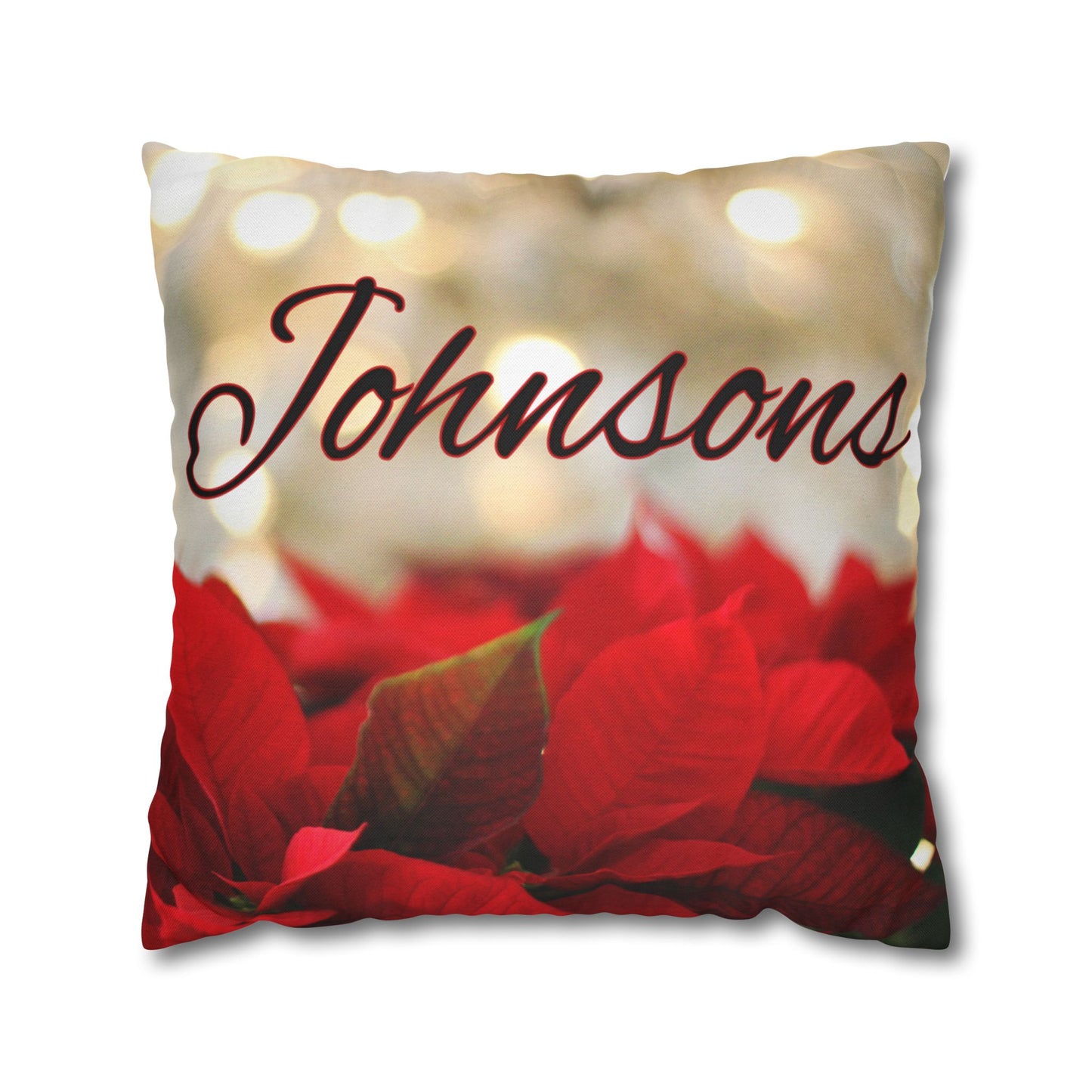 Poinsettias Name Faux Suede Square Pillow/Case