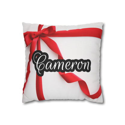 Red Bow Name Square Pillow/Case