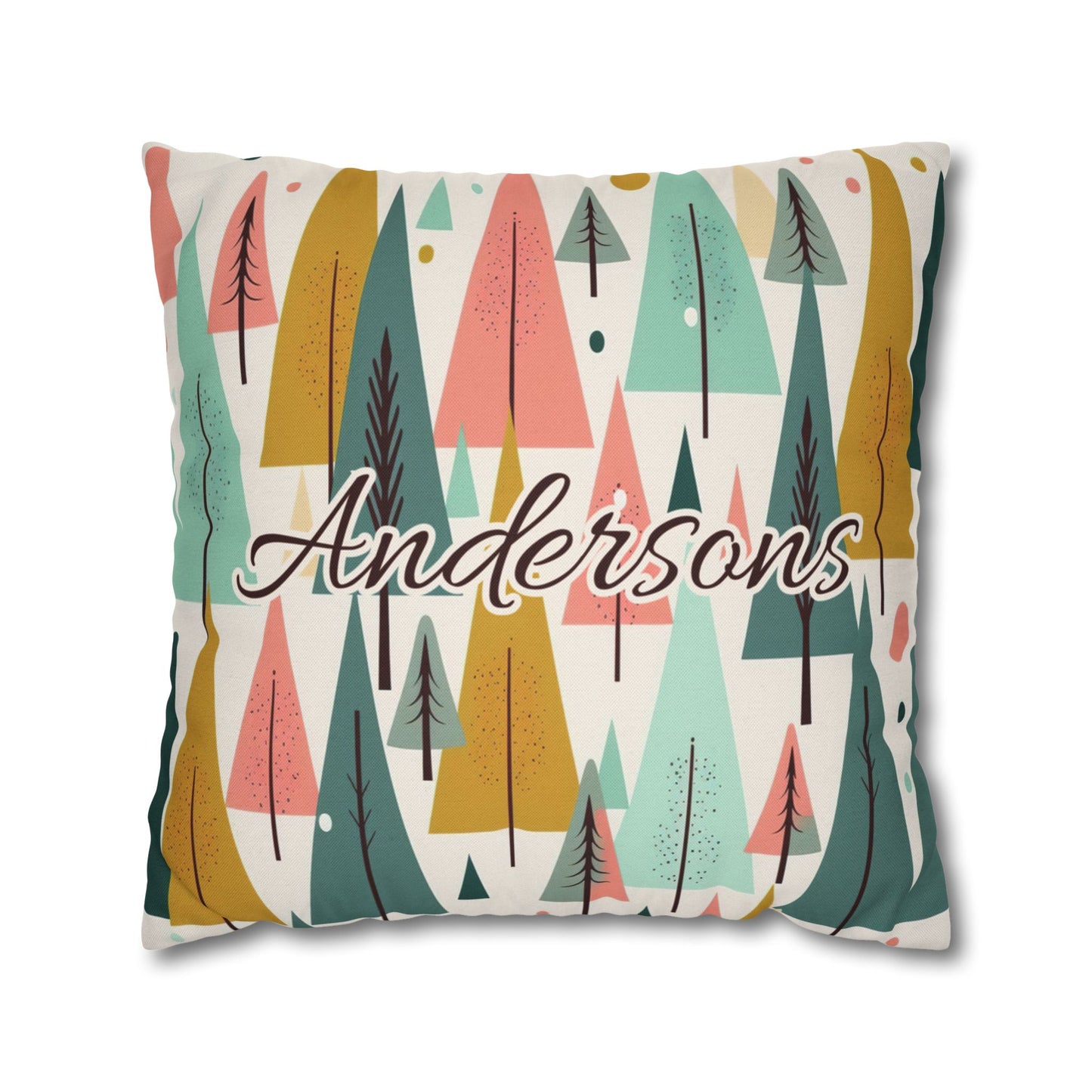 Colored Trees Faux Suede Square Pillowcase